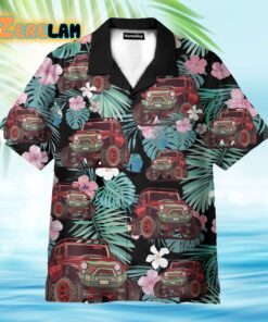 Jeep Car Tropical Flowers Pattern Hawaiian Shirt