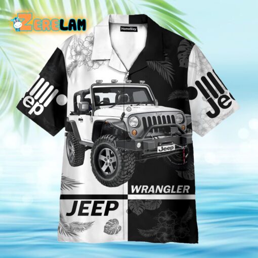 Jeep Car Wrangler Black And White Hawaiian Shirt