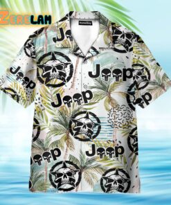 Jeep Skull Tropical Leaves Pattern Hawaiian Shirt