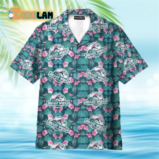 Jurassic World Movies Icon On Tropical Pattern Hawaiian Shirt