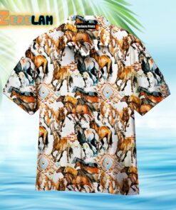 Kentucky Derby Running Wild Horse With Tribal Texture Aloha Hawaiian Shirt