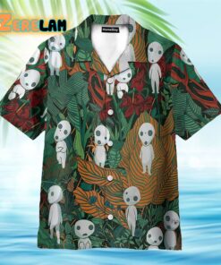 Kodama In Tropical Green Leaves Hawaiian Shirt