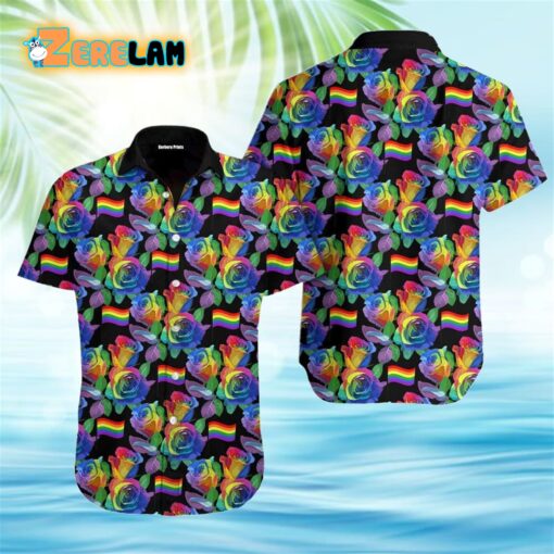 LGBT Rainbow Rose Brilliant Aloha Hawaiian Shirt