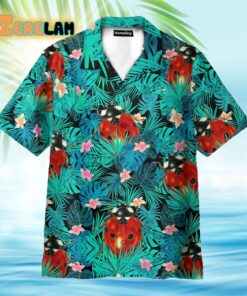 Ladybug In Tropical Green Leaves Hawaiian Shirt