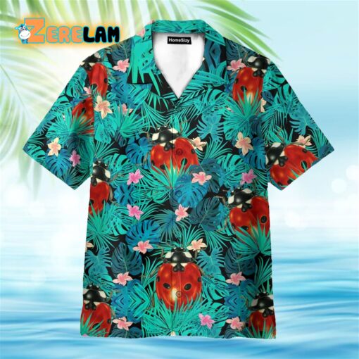 Ladybug In Tropical Green Leaves Hawaiian Shirt