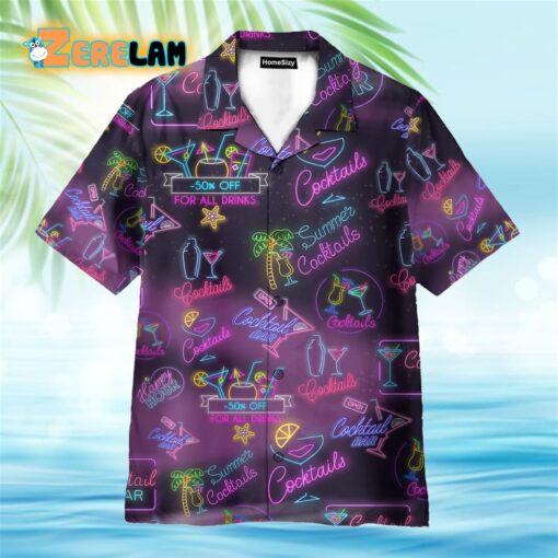 Let’s Drink Cocktail Neon Party Hawaiian Shirt