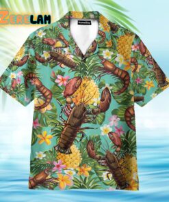 Lobster Tropical Leaves Pattern Hawaiian Shirt