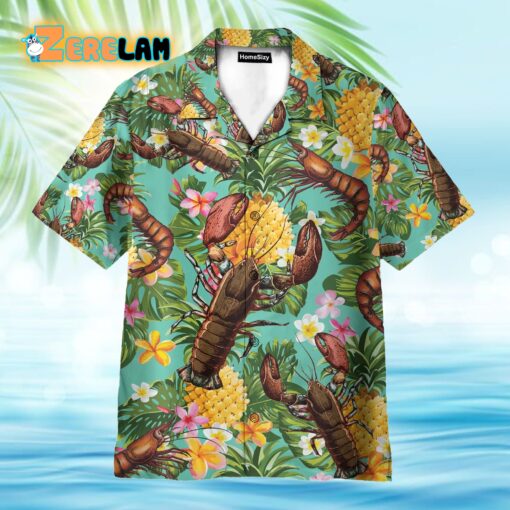 Lobster Tropical Leaves Pattern Hawaiian Shirt