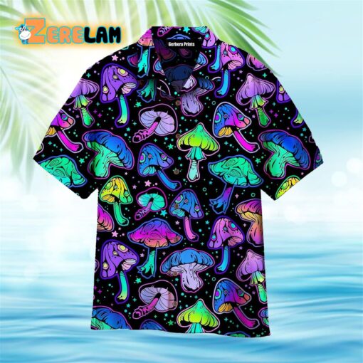 Mushroom Neon Galaxy Colorful Hawaiian Shirt