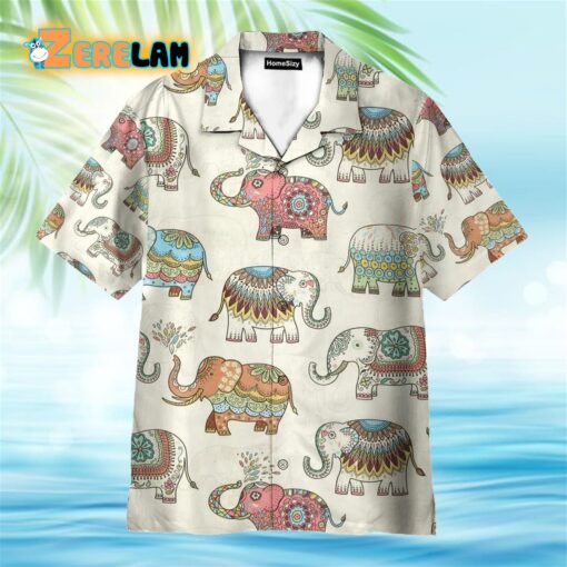 Mandala Elephants India Style Hawaiian Shirt