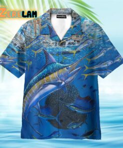 Marlin In Blue Water Hawaiian Shirt