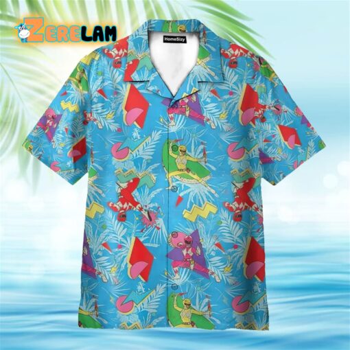 Mighty Morphin Power Ranger Blue Tropical Cosplay Hawaiian Shirt