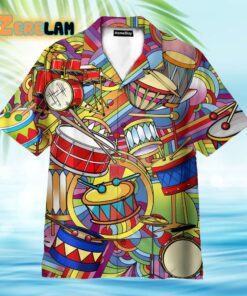 Music Peace Love Drums Hippie Hawaiian Shirt