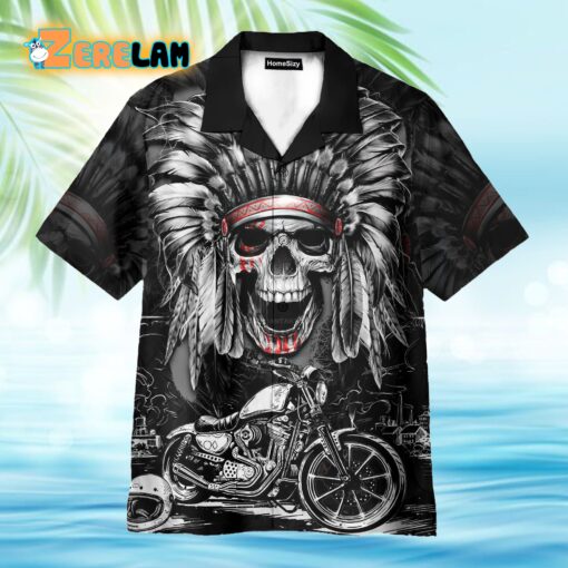 Native American Chief Skull Motorcycle Hawaiian Shirt