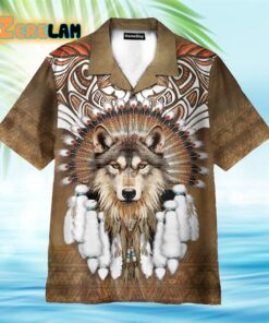 Native American Wolf King Style Hawaiian Shirt