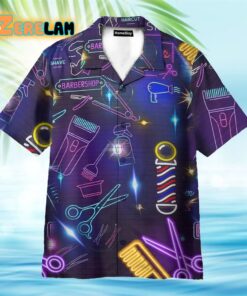 Neon Barber Shop Tools Hawaiian Shirt