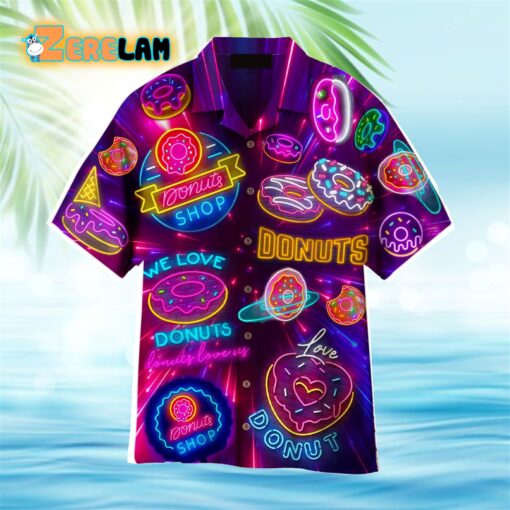We Love Donuts Neon Hawaiian Shirt