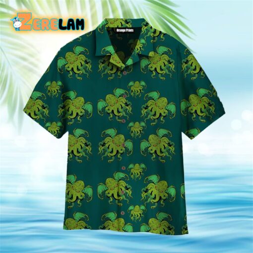 Octopus Pattern Green Tropical Aloha Hawaiian Shirt