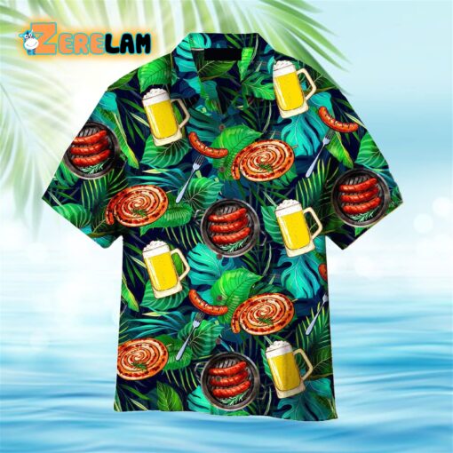 Oktoberfest Sausages And Beer Big Set Of Barbeque Party Hawaiian Shirt