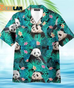 Panda In Tropical Green Leaves Hawaiian Shirt