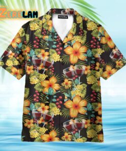 Paradise Red Wine Tropical Flowers Pattern Hawaiian Shirt