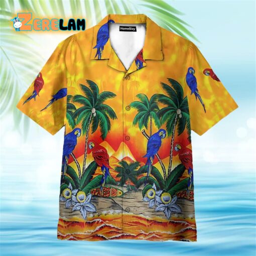 Parrot Tree Sunset Hawaiian Shirt