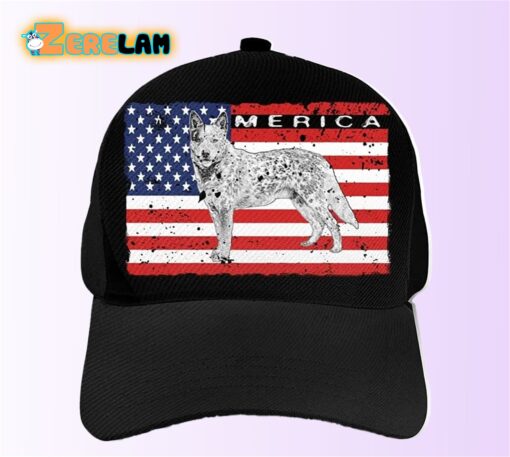 Patriotic Australian Cattle Dog USA Flag Hat