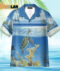 Peaceful Turtles Ocean World Swim Trunk Hawaiian Shirt