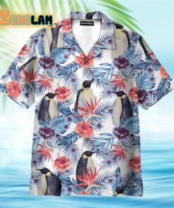 Penguin Tropical Leaves Pattern Hawaiian Shirt