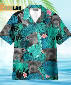 Pitbull Hibiscus Tropical Leaves Pattern Hawaiian Shirt