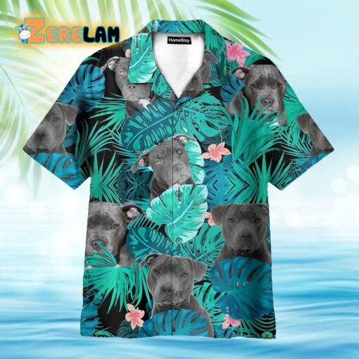 Pitbull Hibiscus Tropical Leaves Pattern Hawaiian Shirt