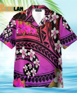 Plumeria Polynesian Purple Hawaiian Shirt