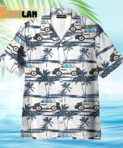 Police Car Tropical Coconut Tree Pattern Hawaiian Shirt