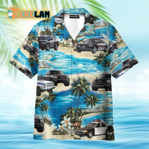 Police Cars On The Beach Tropical Hawaiian Shirt