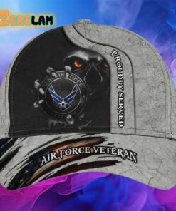 Proud US Military Skull Air Force Veteran Proudly Served Hat