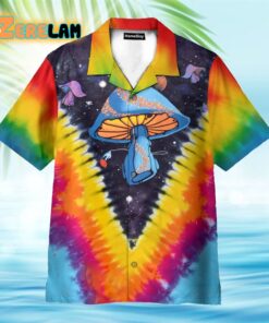 Psychedelic Art Magic Mushroom Trippy Hippie Tie Dye Hawaiian Shirt