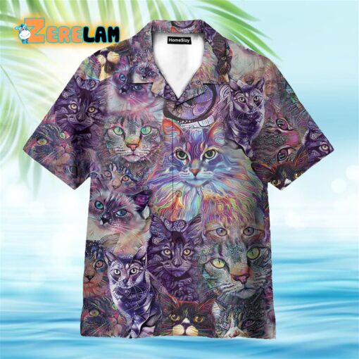 Psychedelic Cat Hawaiian Shirt