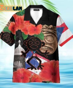 Puerto Rico Sol Taino With Maga Flower Hawaiian Shirt