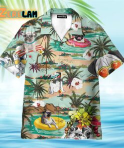 Pugs Chilling On The Beach Hawaiian Shirt
