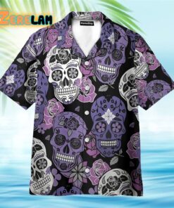 Purple Sugar Skulls Hawaiian Shirt