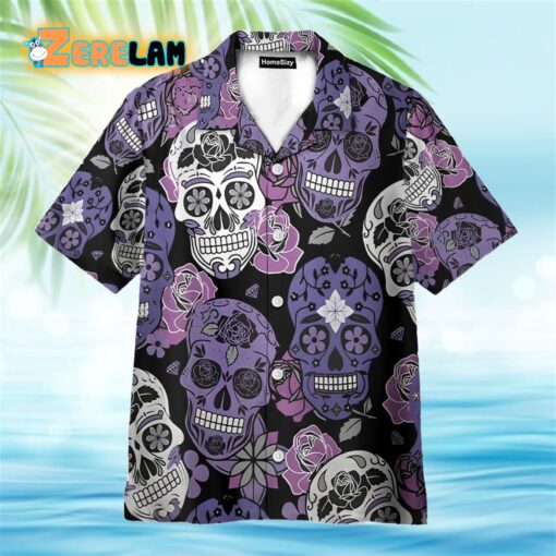 Purple Sugar Skulls Hawaiian Shirt