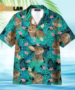 Rabbit In Tropical Green Leaves Hawaiian Shirt