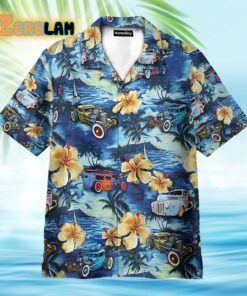 Rat Rod And Tropical Hibiscus Pattern Hawaiian Shirt