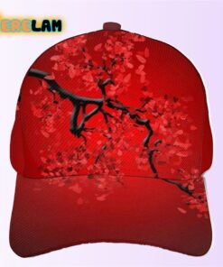 Red Cherry Blossom Baseball Hat