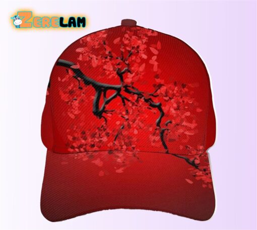 Red Cherry Blossom Baseball Hat