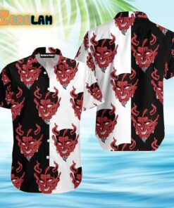 Red Oni Japan Mask Devil Aloha Hawaiian Shirt