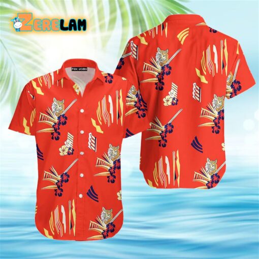 Red Summer Tiger And Flowers Red Aloha Hawaiian Shirt