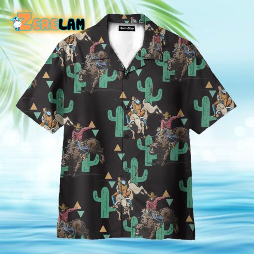 Rodeo Cactus Bull Riding Summer Hawaiian Shirt