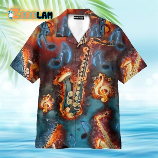 Saxophone Flame Hawaiian Shirt