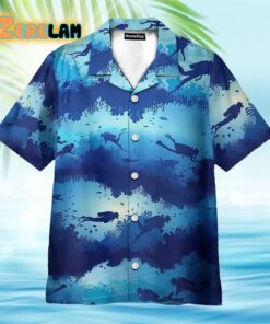 Scuba Diving Blue Hawaiian Shirt